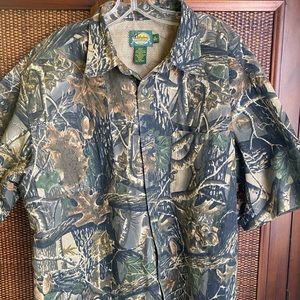 Cabelas Mens Shirt Jacket XL Camo Camoflauge Hunting Outdoor Short Sleeve Button